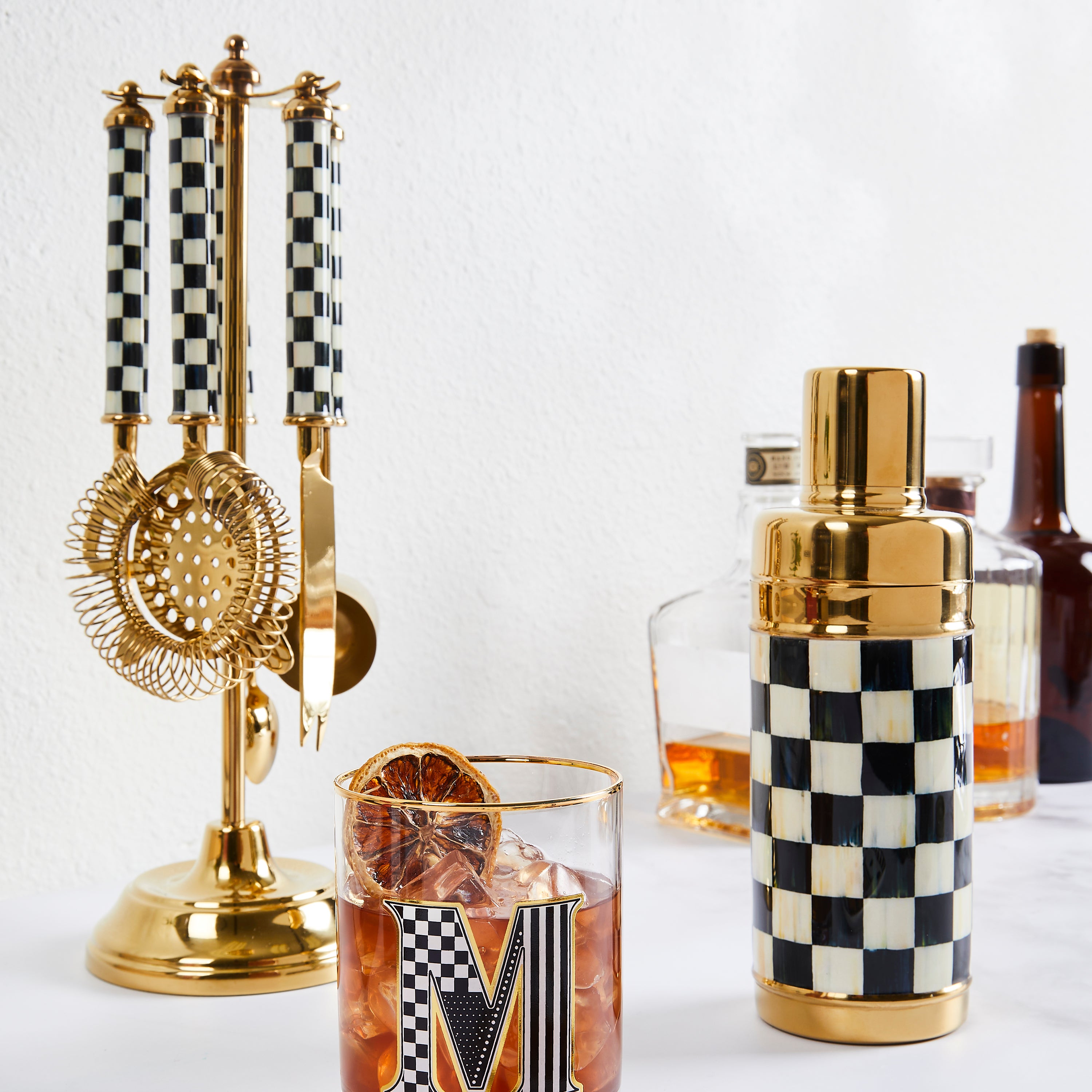 MacKenzie-Childs | Courtly Check 3260 Gold Edition Bar Set