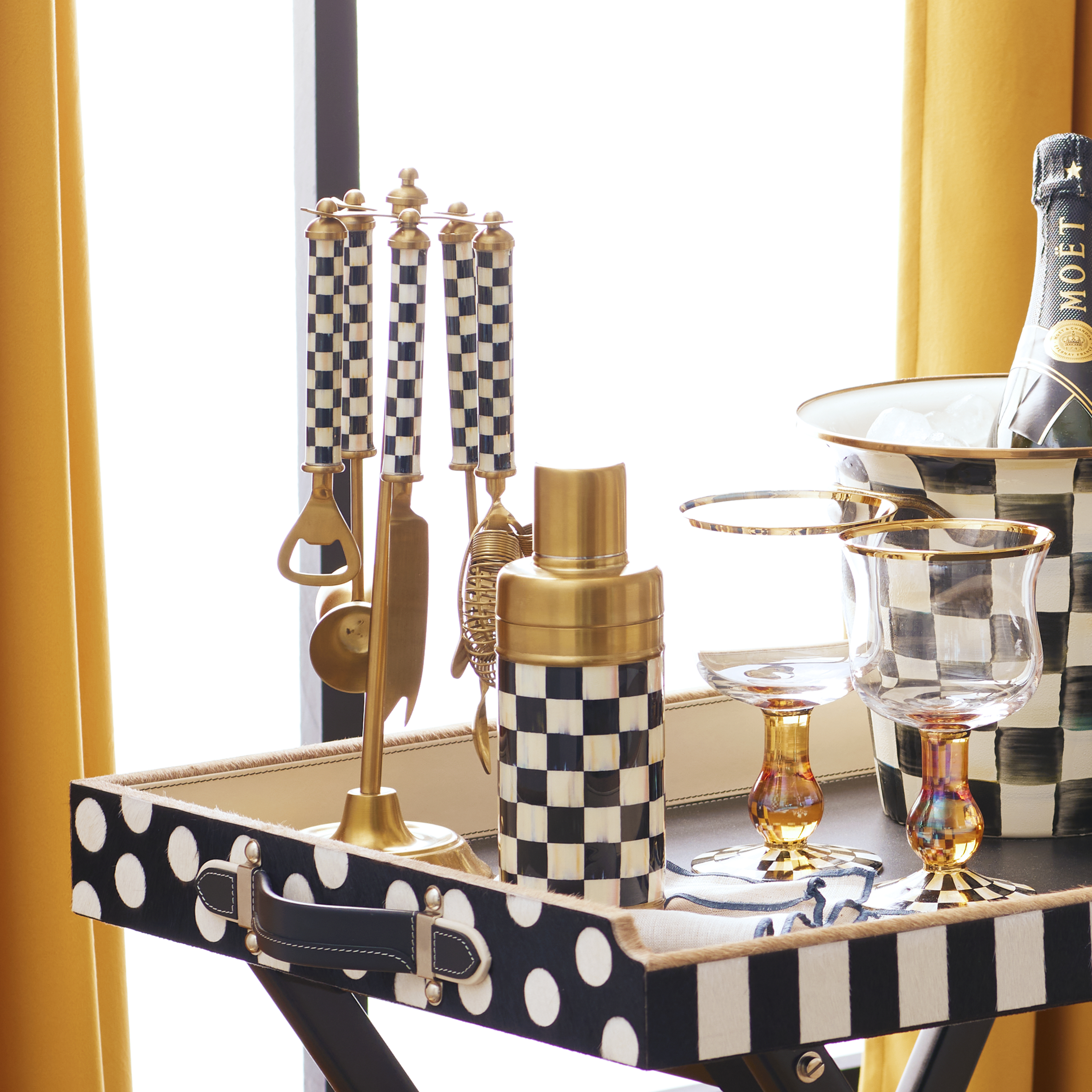 MacKenzie-Childs | Courtly Check 3260 Gold Edition Bar Set