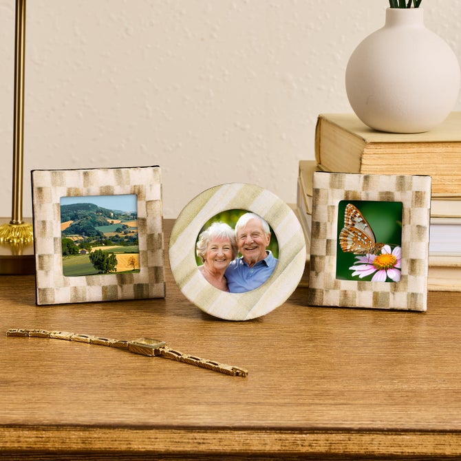 Mocha Fabric Frames, Set of 3 image number 1
