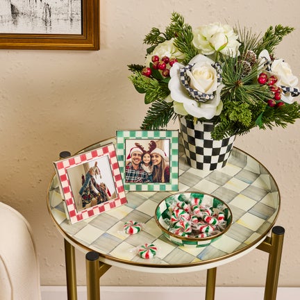 Cherry & Emerald Check Silver Plated Frames, Set of 2