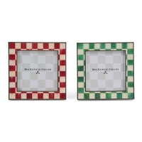 Cherry & Emerald Check Silver Plated Frames, Set of 2