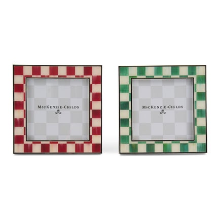 Cherry & Emerald Check Silver Plated Frames, Set of 2