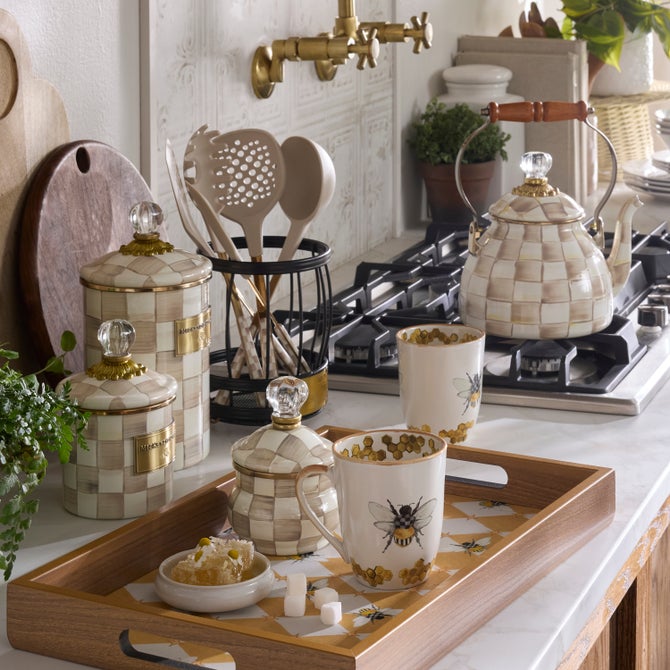 Mocha Check Utensil Caddy Set image number 3
