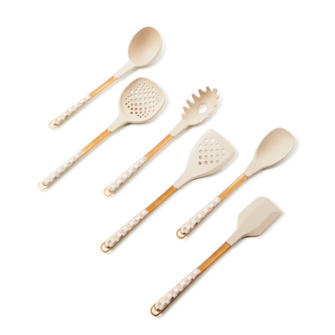 Mocha Check Utensil Caddy Set image number 2