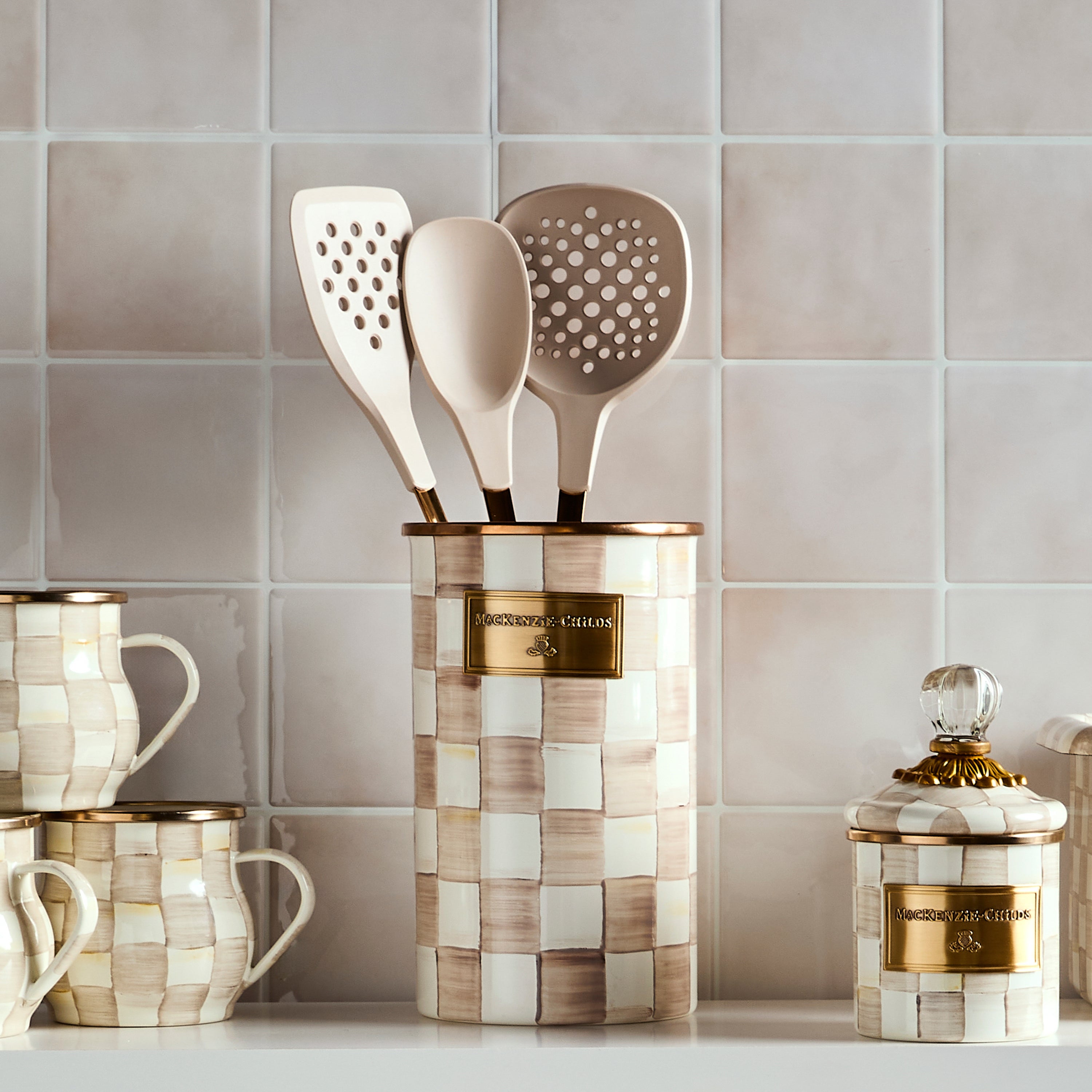 MacKenzie-Childs | Mocha Check Slotted Turner