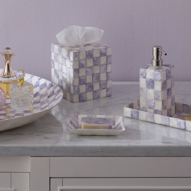 Violet Check Capiz Soap Dish image number 1