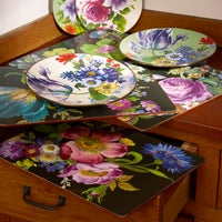 Black Flower Market Placemats, Set of 4