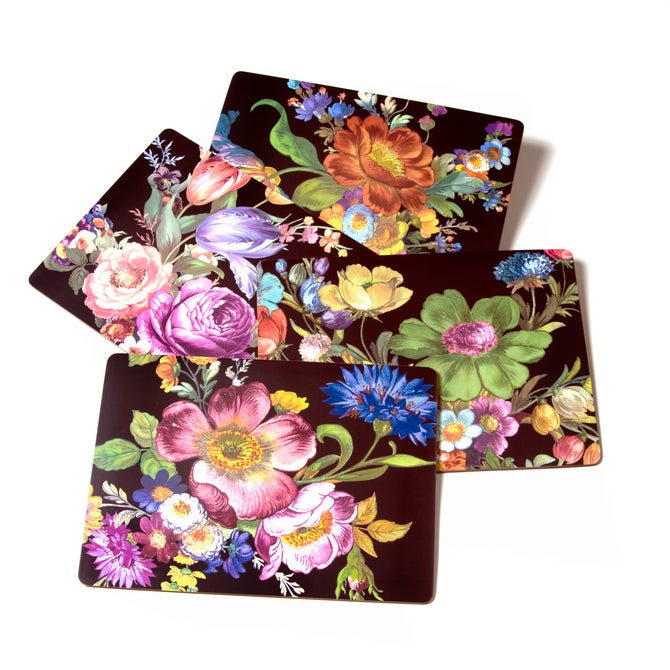 Black Flower Market Placemats, Set of 4 image number 0