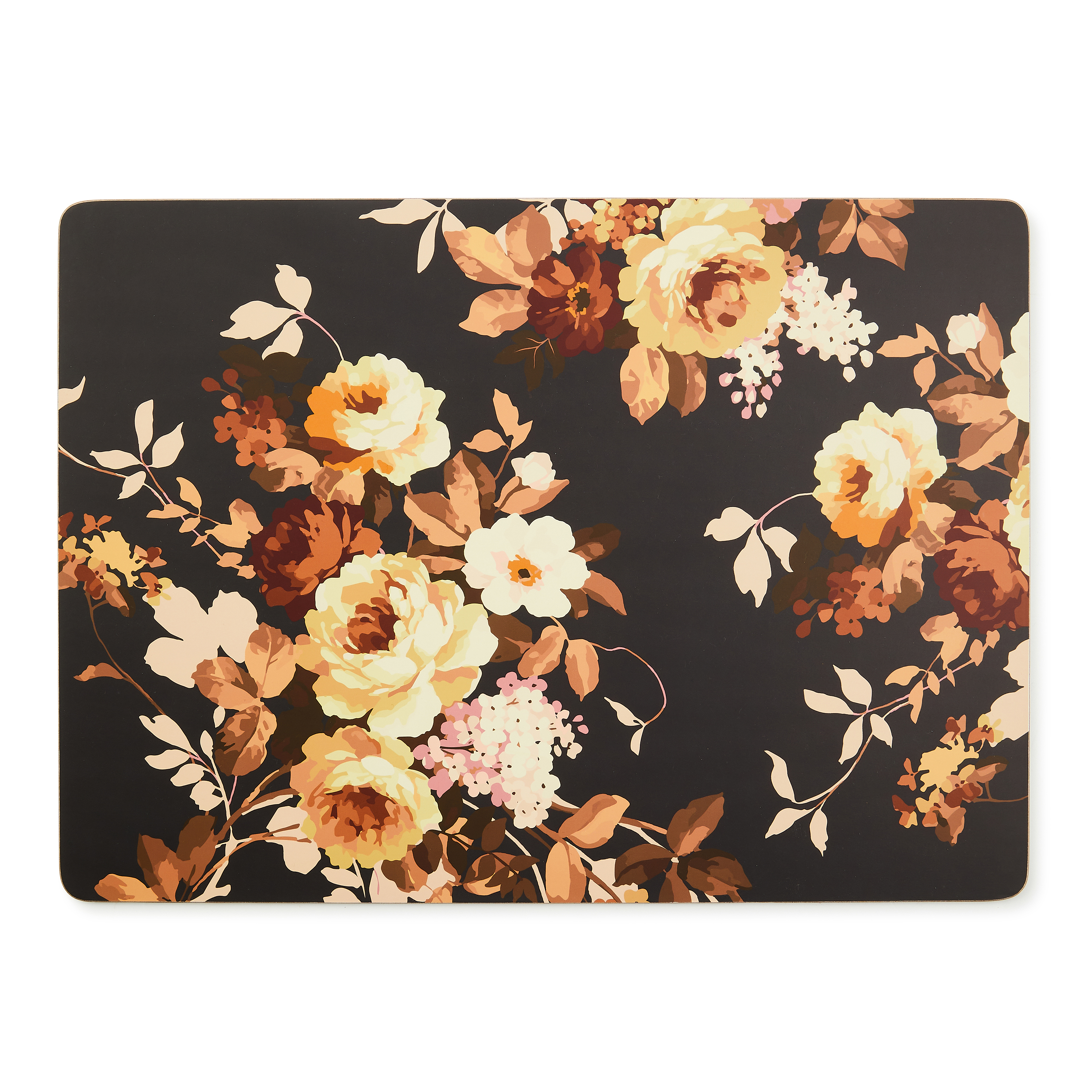 MacKenzie-Childs | Mocha Wild Rose Cork Back Placemats, Set of 4