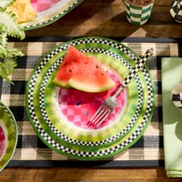 Black Woven Check Straw Placemats, Set of 4