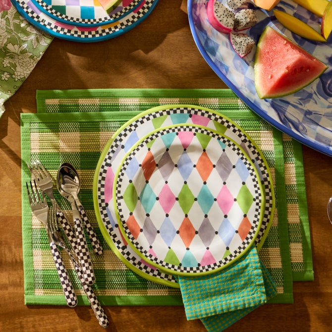 Green Woven Check Straw Placemats, Set of 4 image number 4