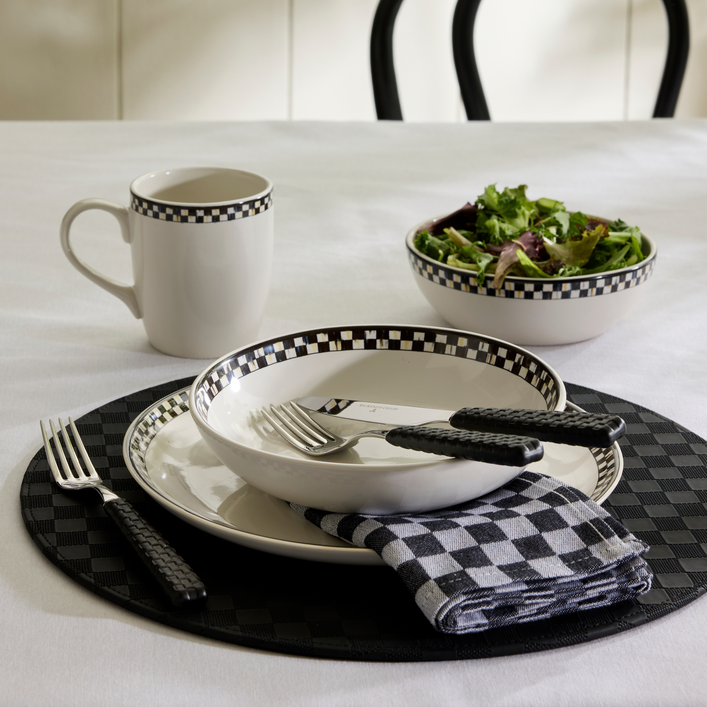MacKenzie-Childs Check Faux Leather Placemat - Thumbnail 3