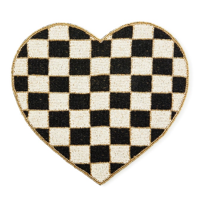 Black and White Check Heart Shaped Placemat image number 0