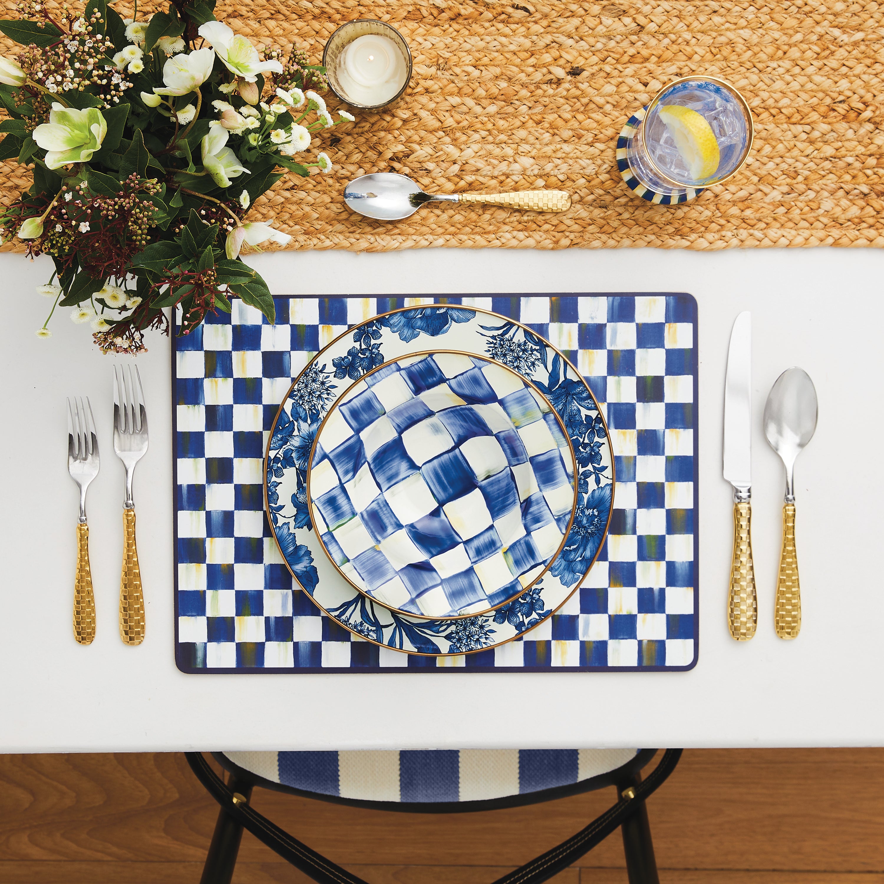 MacKenzie-Childs | Royal Check Cork Back Placemats, Set of 4