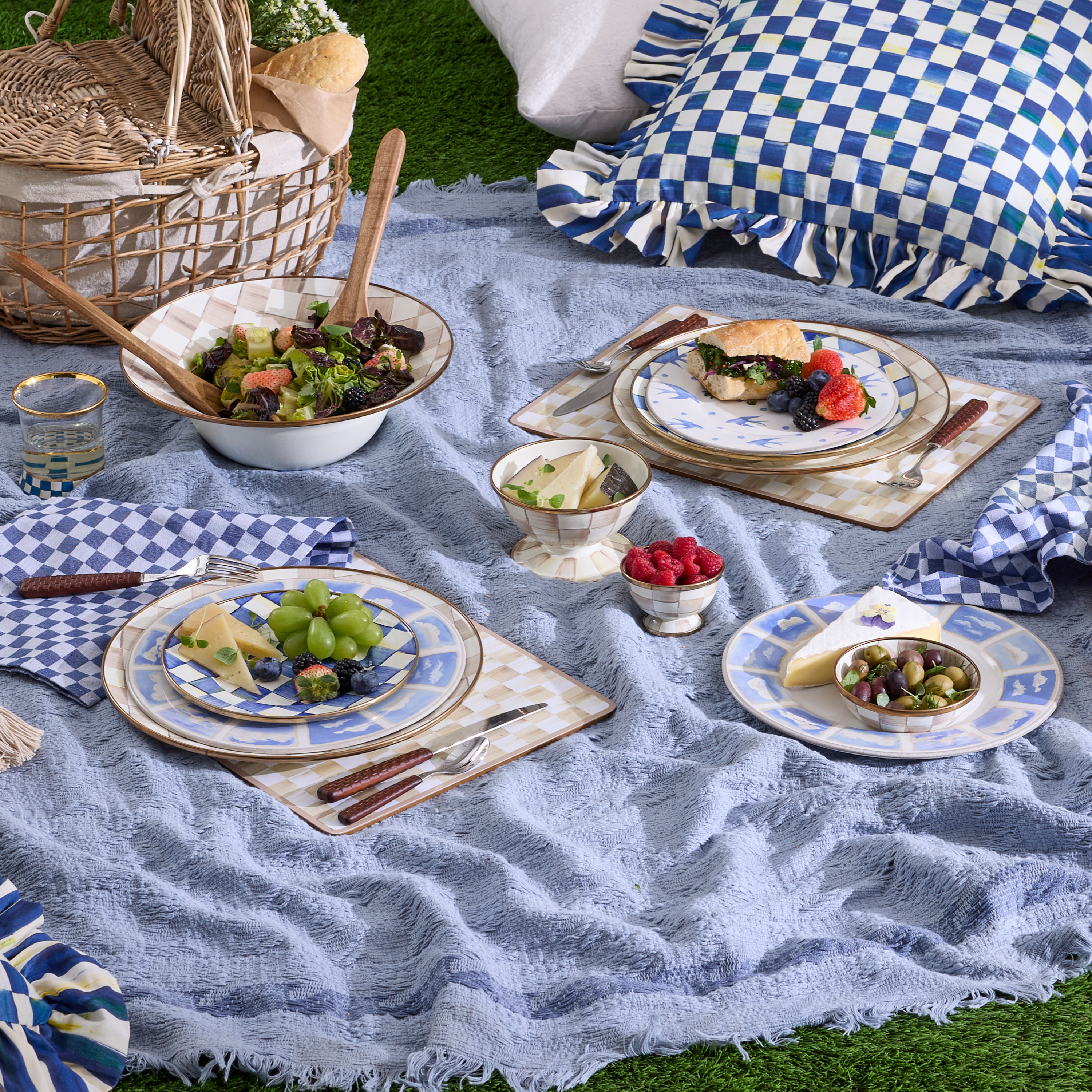 MacKenzie-Childs | Mocha Check Cork Back Placemats, Set of 4