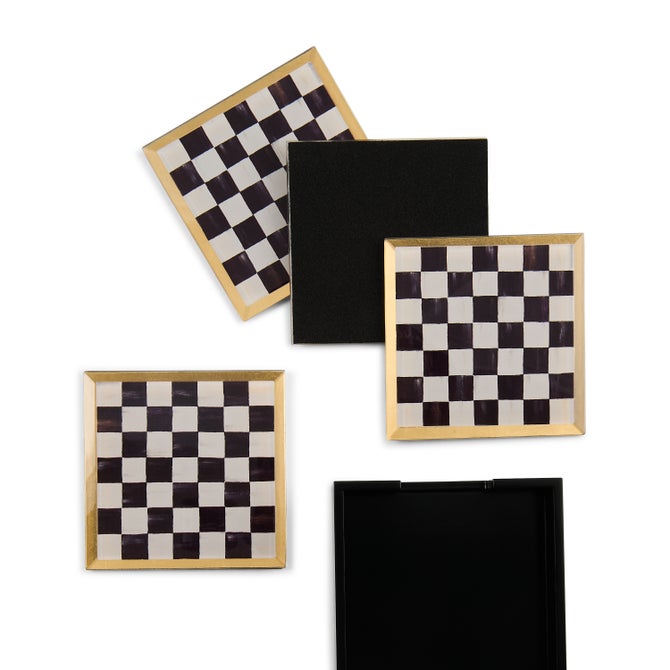 Courtly Check Glass Coasters, Set of 4 image number 2