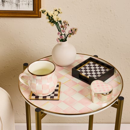 Courtly Check Glass Coasters, Set of 4