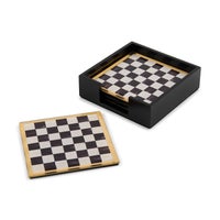 Courtly Check Glass Coasters, Set of 4