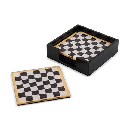 Courtly Check Glass Coasters, Set of 4