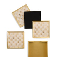 Mocha Check Glass Coasters, Set of 4