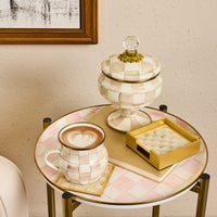 Mocha Check Glass Coasters, Set of 4