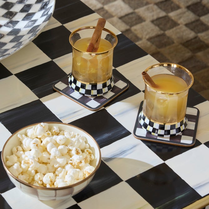 Courtly Checked Cork Back Coasters, Set of 4 image number 1