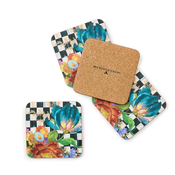 Courtly Flower Market Cork Back Coasters, Set of 4 image number 2