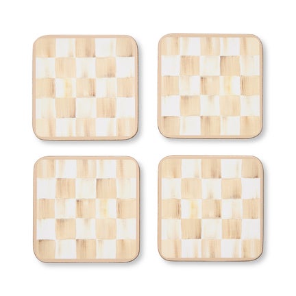 Mocha Check Cork Back Coasters, Set of 4