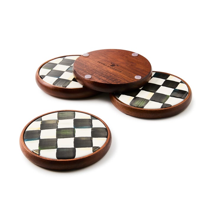 Courtly Check Enamel Coasters, Set of 4 image number 3