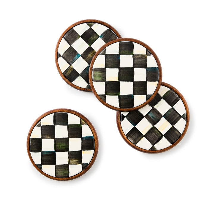 Courtly Check Enamel Coasters, Set of 4 image number 0