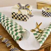 Emerald Check Gift Wrap, Set of 2