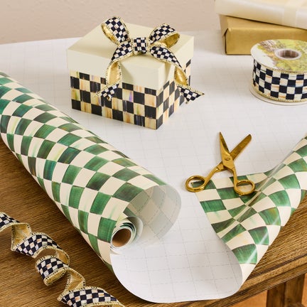 Emerald Check Gift Wrap, Set of 2