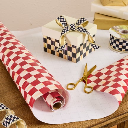 Cherry Check Gift Wrap, Set of 2