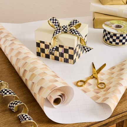 Mocha Check Gift Wrap, Set of 2