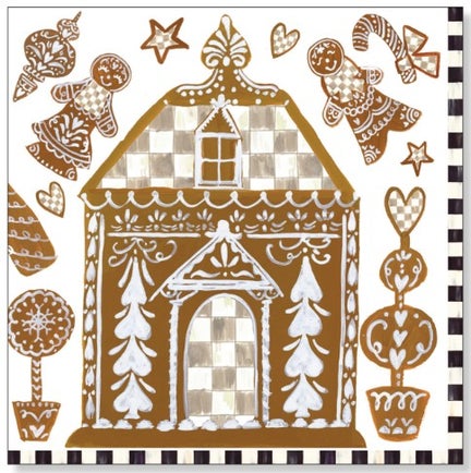 Mocha Check Cocktail Paper Napkins