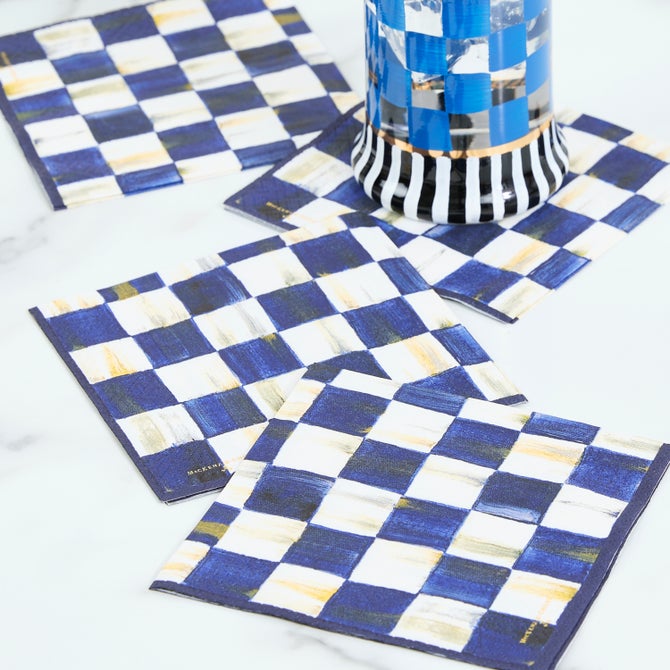 Royal Check Cocktail Paper Napkins image number 1