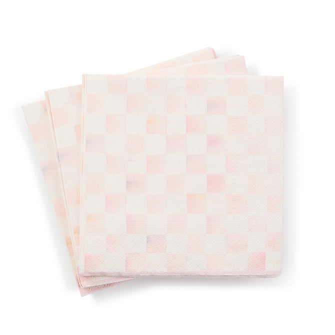 Rosy Check Cocktail Paper Napkins image number 3