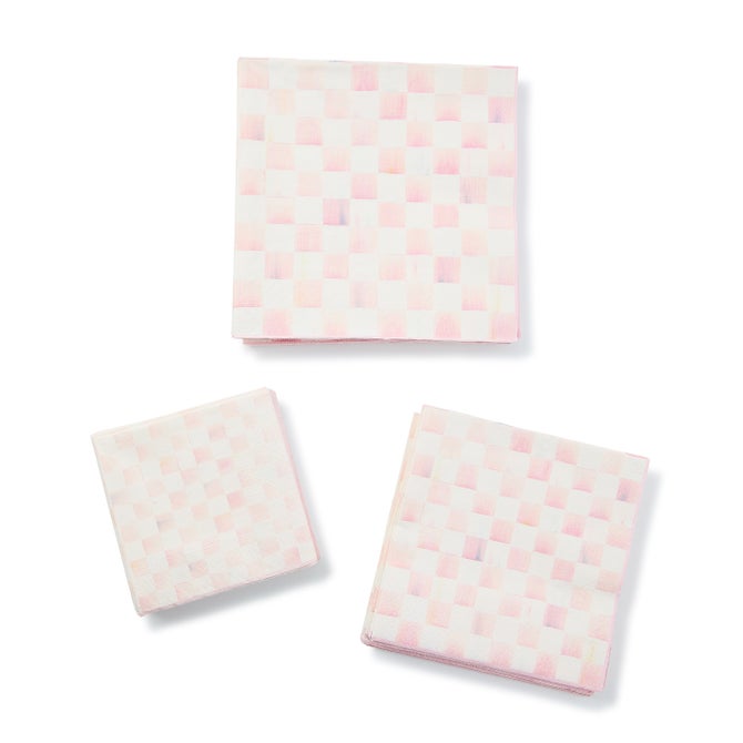 Rosy Check Cocktail Paper Napkins image number 2