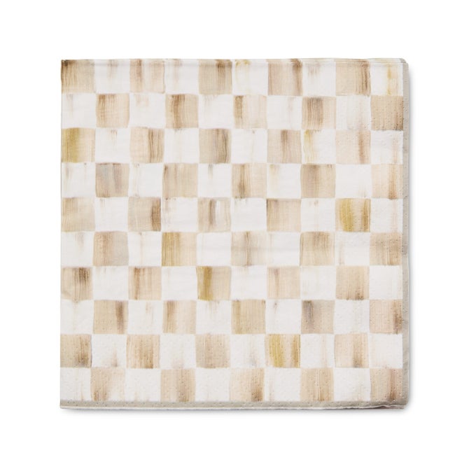 Mocha Check Dinner Paper Napkins image number 0