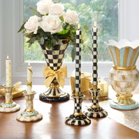 Check Black & Ivory Dinner Candles, Set of 2