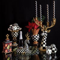 Check Black & Ivory Dinner Candles, Set of 2