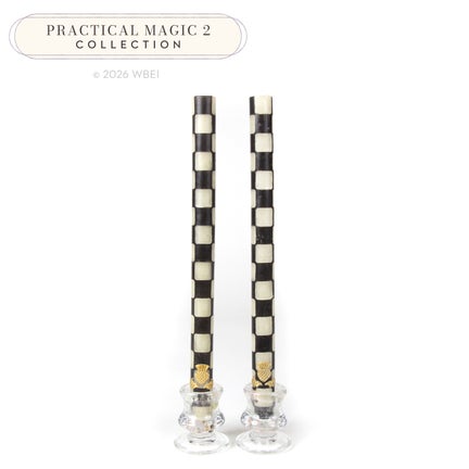 Check Black & Ivory Dinner Candles, Set of 2