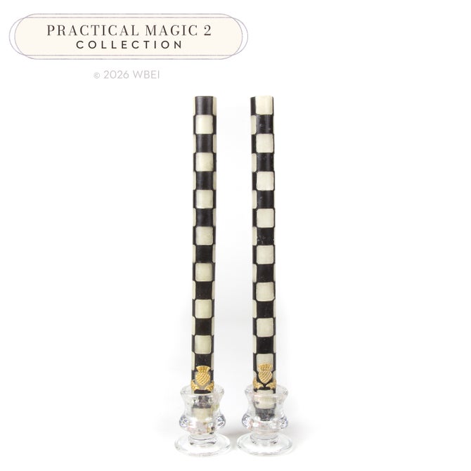 Check Black & Ivory Dinner Candles, Set of 2 image number 0