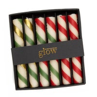 Mini Candy Cane Dinner Candles, Set of 6