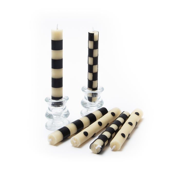 Mini Black & Ivory Dinner Candles, Set of 6 image number 0
