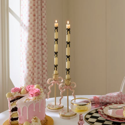 Black Bow Dinner Candles, Set of 2