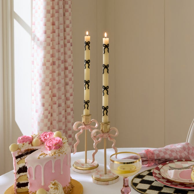 Black Bow Dinner Candles, Set of 2 image number 1