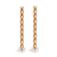 Mocha Check Dinner Candles, Set of 2