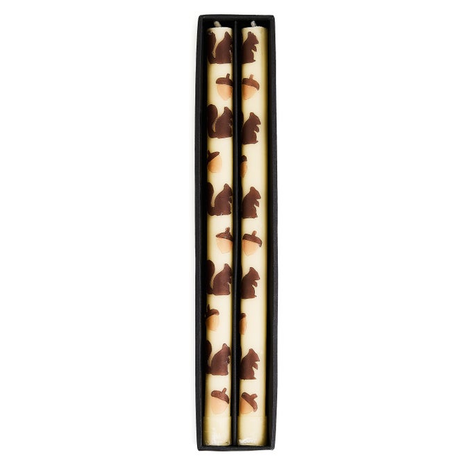 Squirrels & Acorns Dinner Candles, Set of 2 image number 1