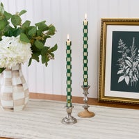 Emerald Check Dinner Candles, Set of 2
